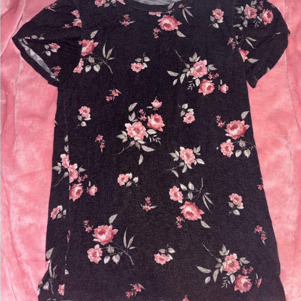 LuLaRoe Black and Pink Floral Top